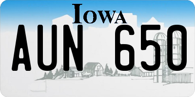 IA license plate AUN650
