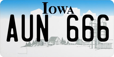 IA license plate AUN666