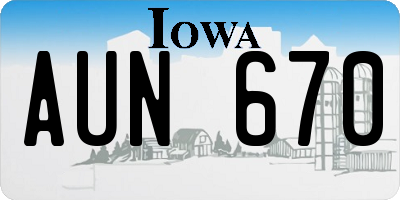 IA license plate AUN670
