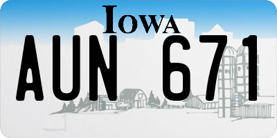 IA license plate AUN671