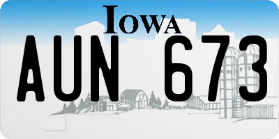 IA license plate AUN673