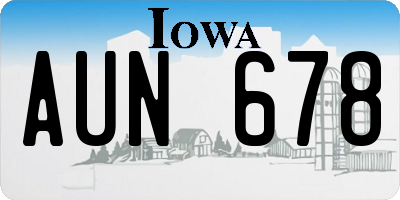 IA license plate AUN678