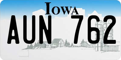 IA license plate AUN762