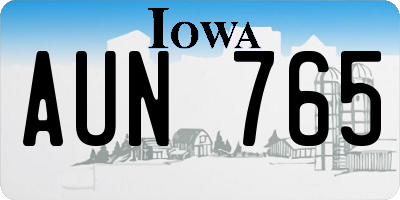 IA license plate AUN765