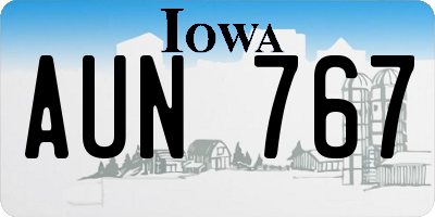 IA license plate AUN767