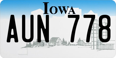 IA license plate AUN778