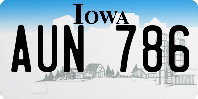 IA license plate AUN786