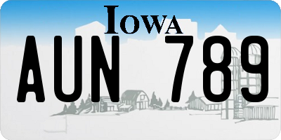 IA license plate AUN789