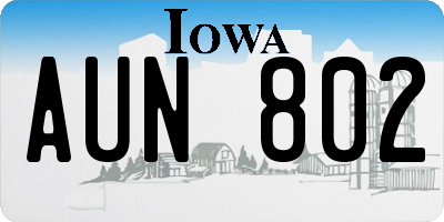 IA license plate AUN802
