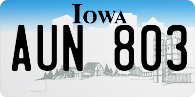 IA license plate AUN803