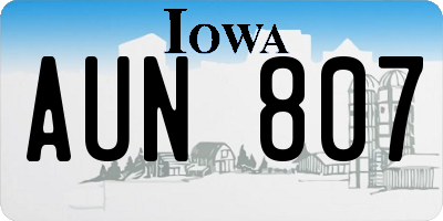 IA license plate AUN807