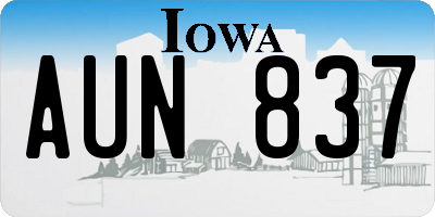 IA license plate AUN837
