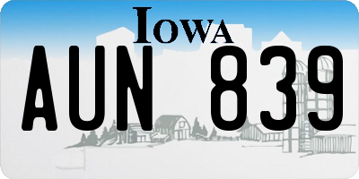 IA license plate AUN839