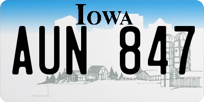 IA license plate AUN847