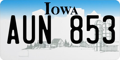 IA license plate AUN853