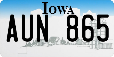 IA license plate AUN865