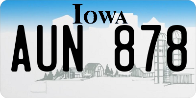 IA license plate AUN878
