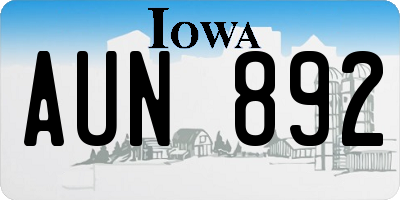 IA license plate AUN892