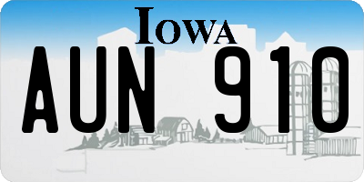 IA license plate AUN910