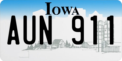 IA license plate AUN911