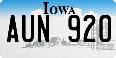 IA license plate AUN920