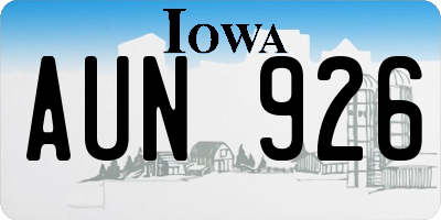 IA license plate AUN926