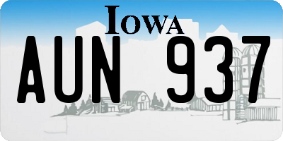 IA license plate AUN937