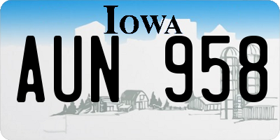 IA license plate AUN958