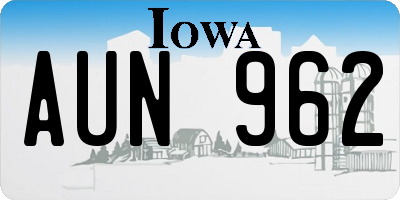IA license plate AUN962