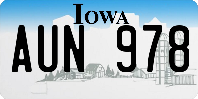 IA license plate AUN978