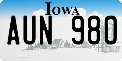 IA license plate AUN980