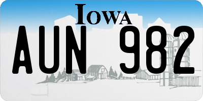 IA license plate AUN982