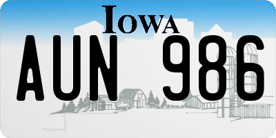 IA license plate AUN986
