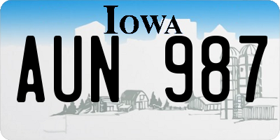 IA license plate AUN987