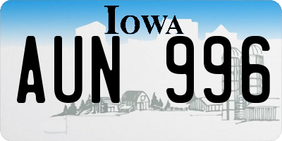 IA license plate AUN996