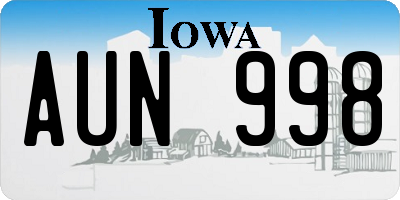 IA license plate AUN998