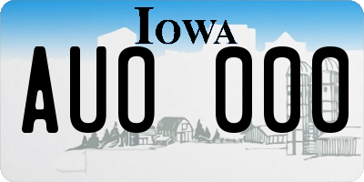 IA license plate AUO000