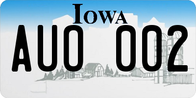 IA license plate AUO002