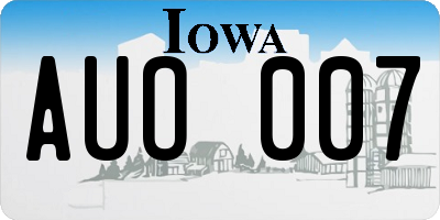 IA license plate AUO007
