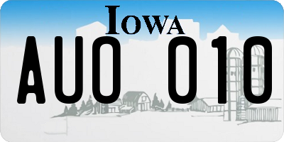 IA license plate AUO010