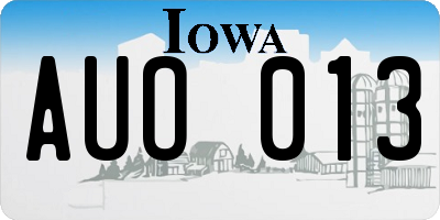 IA license plate AUO013