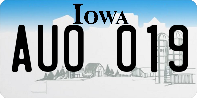 IA license plate AUO019