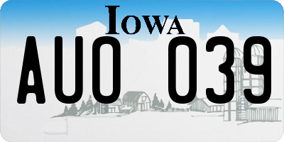 IA license plate AUO039