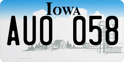 IA license plate AUO058
