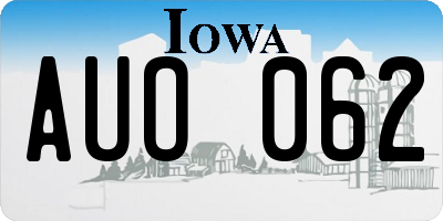 IA license plate AUO062