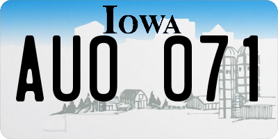 IA license plate AUO071