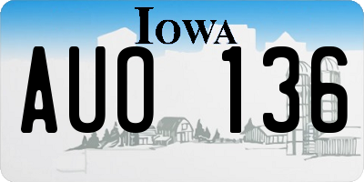IA license plate AUO136