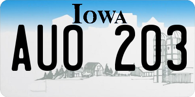 IA license plate AUO203
