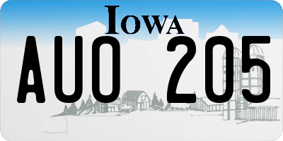 IA license plate AUO205