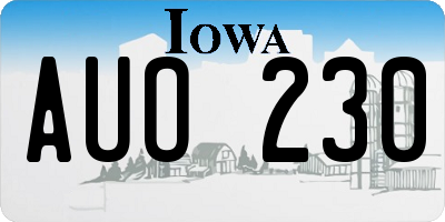 IA license plate AUO230